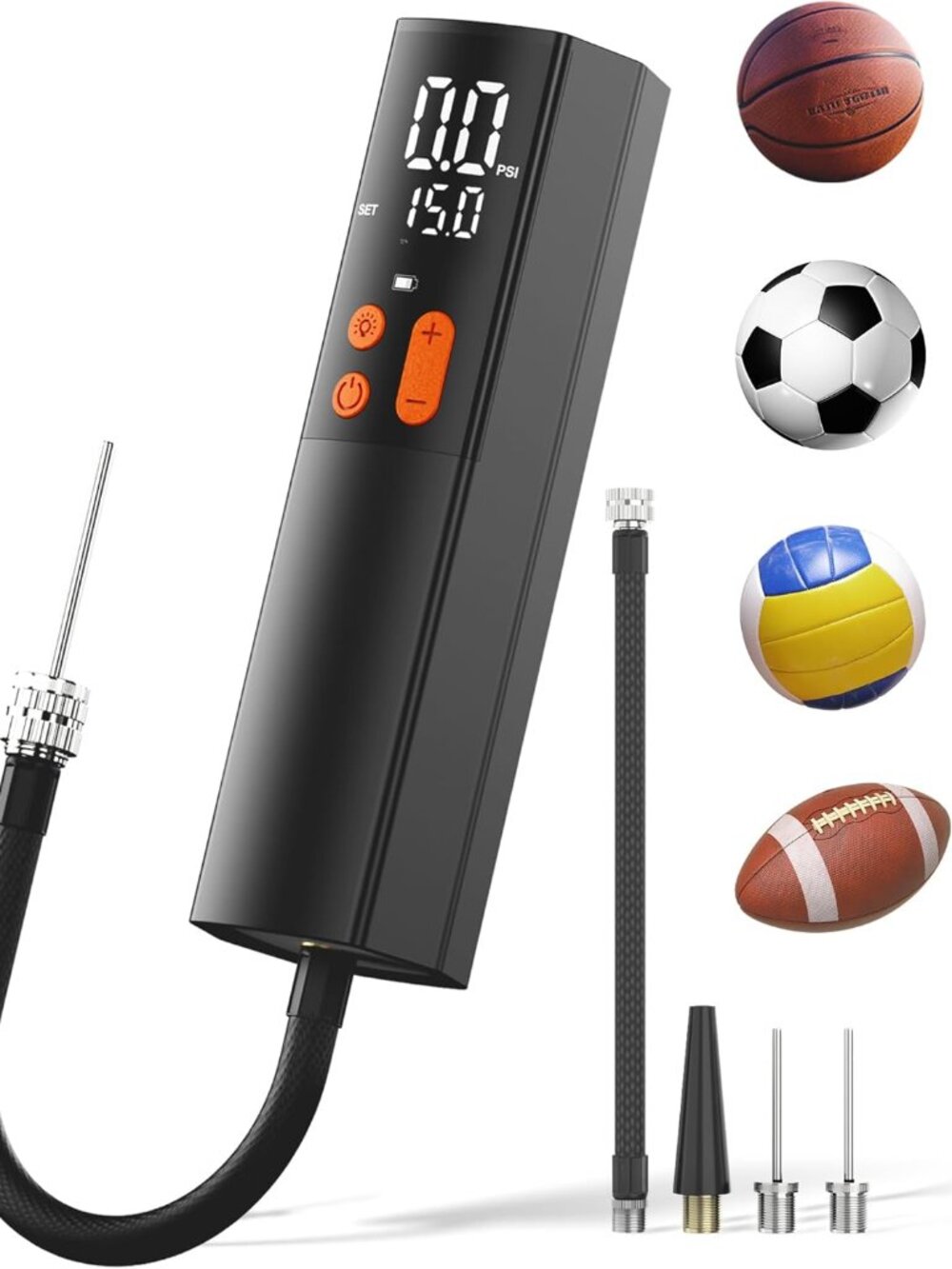 Rechargeable Electric Ball Pump Inflation & Deflation 3 Needles & Pressure Gauge